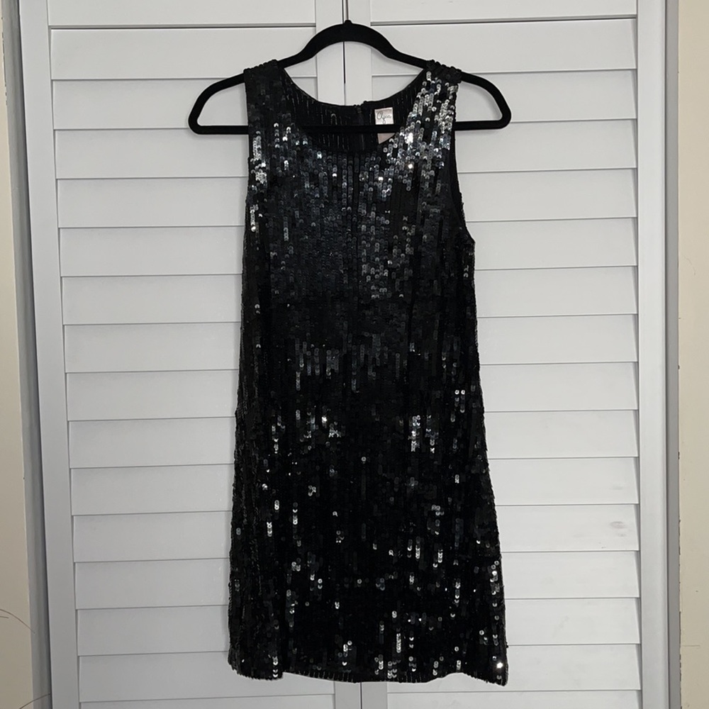 Aqua Sequin Little Black Dress